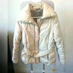 𝅺UTEX  Xtérior Cream Down Filled Belted Puffer Winter Jacket Size Large